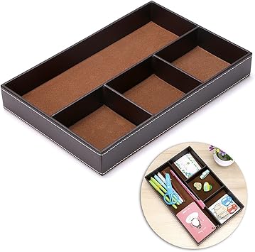 Amazon Com Btsky 4 Slots Desk Drawer Organizer Pu Leather