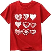 Toddler Girls Valentine's Shirt Cute Love Heart T-Shirts Kids Valentine's Shirts 2-10 Years