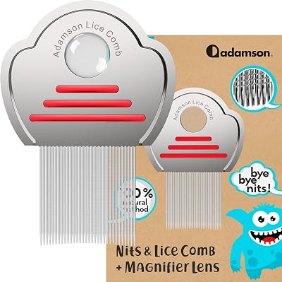 Adamson Stainless Steel Lice Comb for Kids - Effective Nit Removal Red