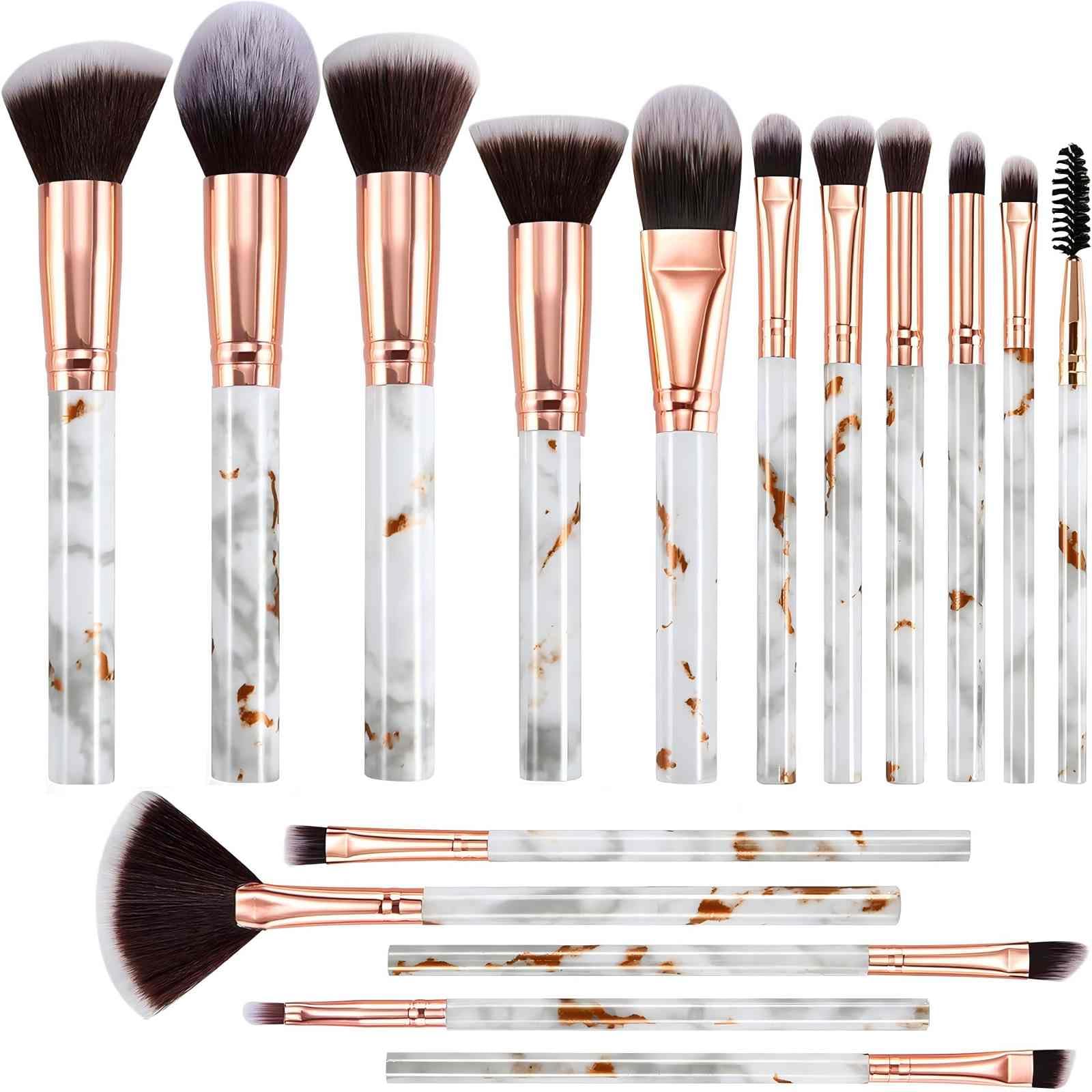 Makeup Brushes DUAIU 16PCs Marble Makeup Brush Set Premium Synthetic Kabuki Powder Blush Contour Foundation Concealer Eyeshadow Make Up Brushes