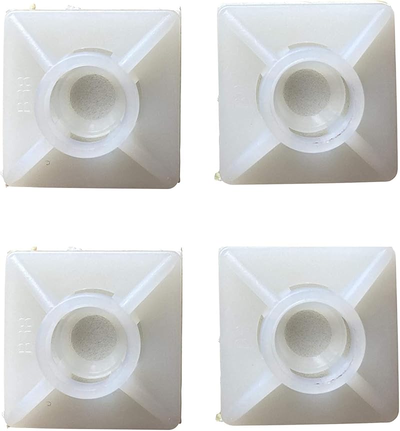 Gocableties 100 White Cable Tie Bases 19mm x 19mm Adhesive Fixing Mounts Nylon