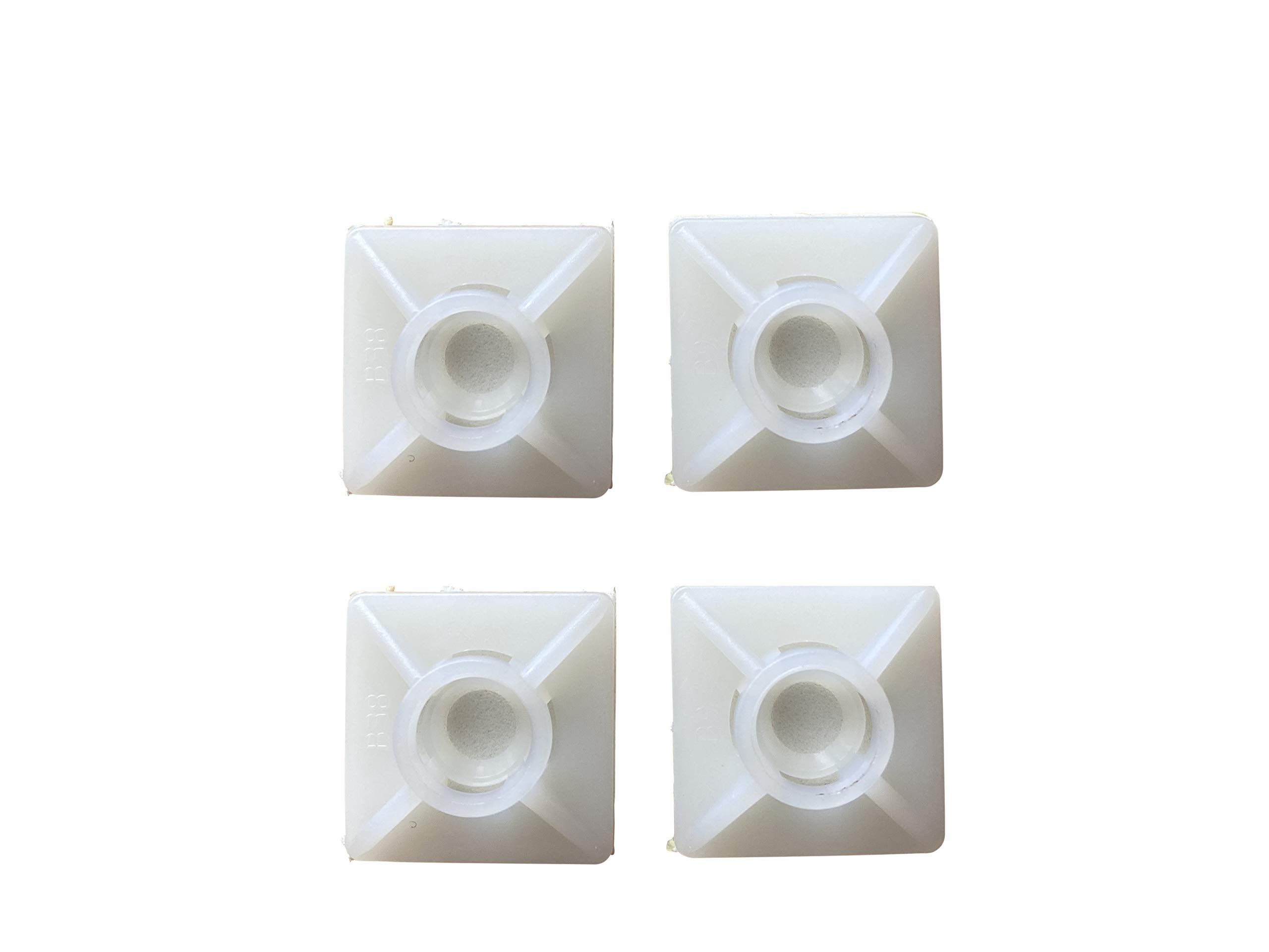 Gocableties 100 Pack of White Cable Tie Bases - 19mm x 19mm (3/4") - Premium Adhesive Fixing Mounts