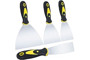 SONGTIY 4PCS Putty Knife Scrapers Set, Spackle Knife, Premium Stainless Steel Paint Scraper, Perfect for Drywall Finishing and Wallpaper, 1.5", 3", 4", 6"