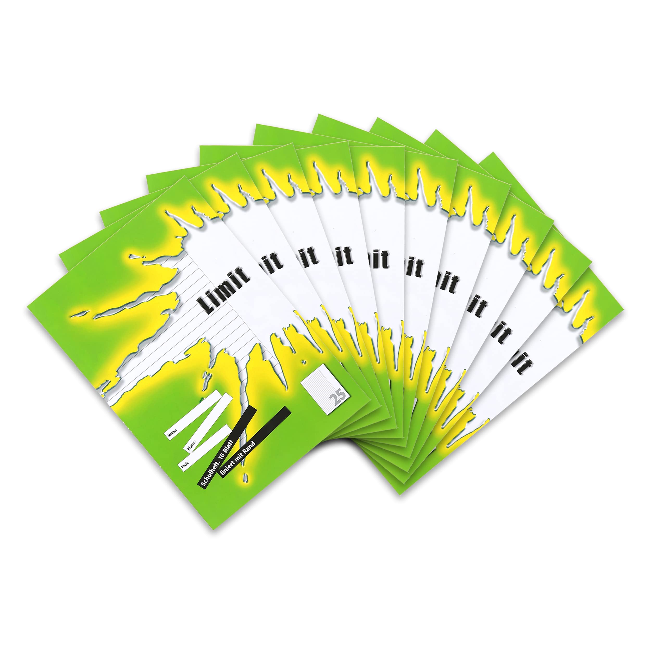 LIMIT Exercise Books A4 Assorted Lines Pack of 10 Ruling 25 - Lined with Margin