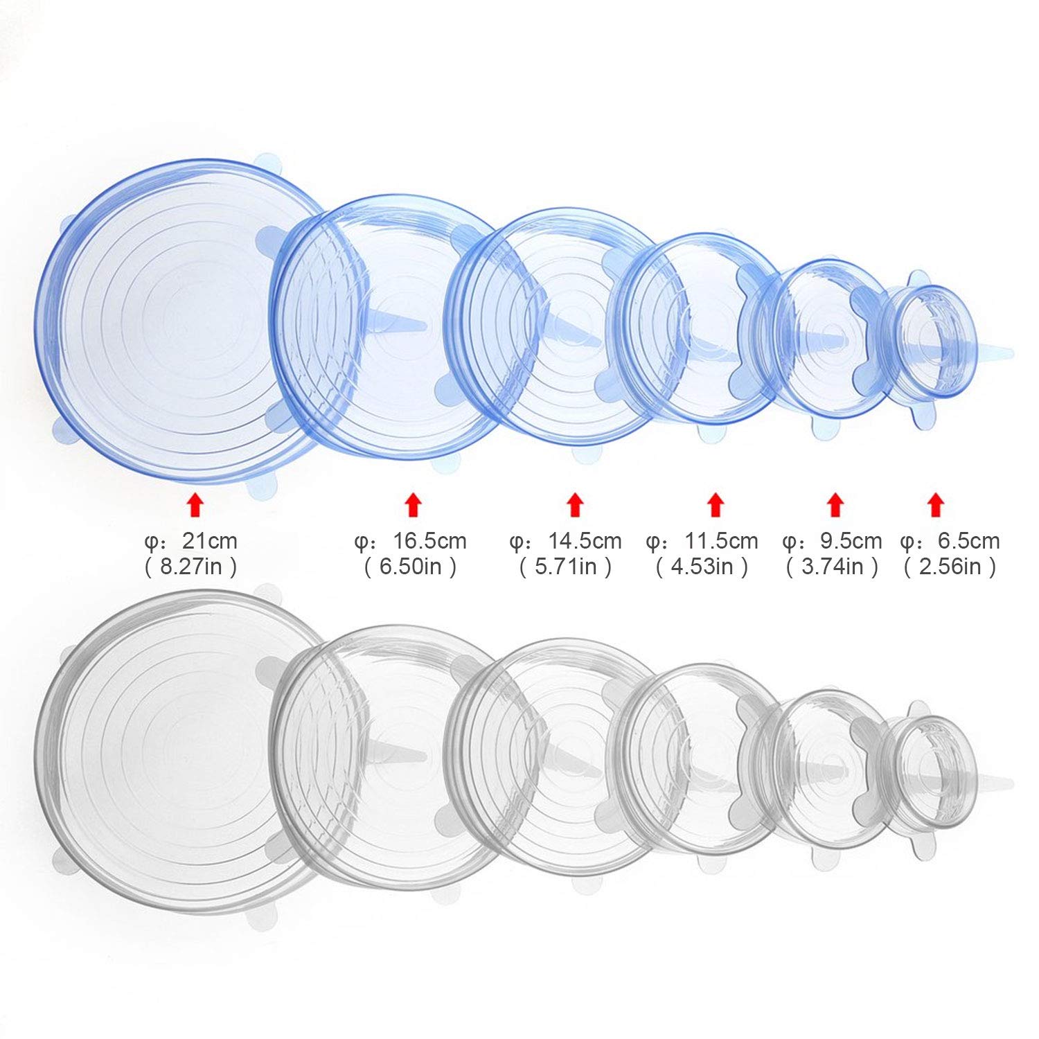 Silicone Stretch Lids 12 Packs Reusable, Durable and Expandable Silicone Covers Fresh Food Cover Fit Various Sizes and Shapes of Containers for Keeping Food Fresh, Dishwasher and Freezer Safe