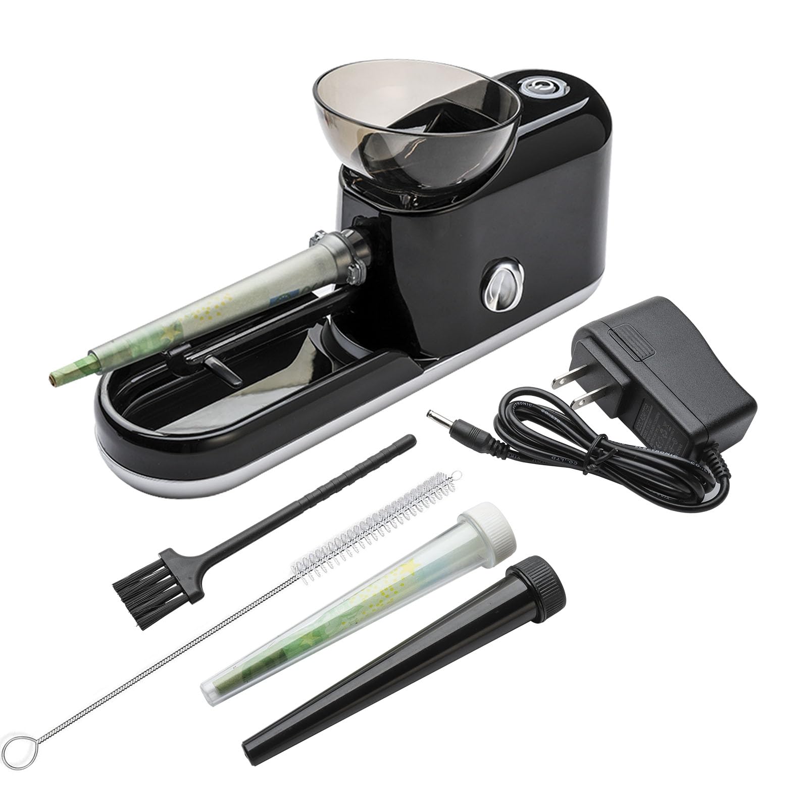 Photo 1 of Free Boy Electric Cones Rolling Machine Automatic Cone Loader Minin Portable Pre Rolled Cones Filling Maker,1 Stirring Rod, 1 Brush(King Size, Black-Lines)