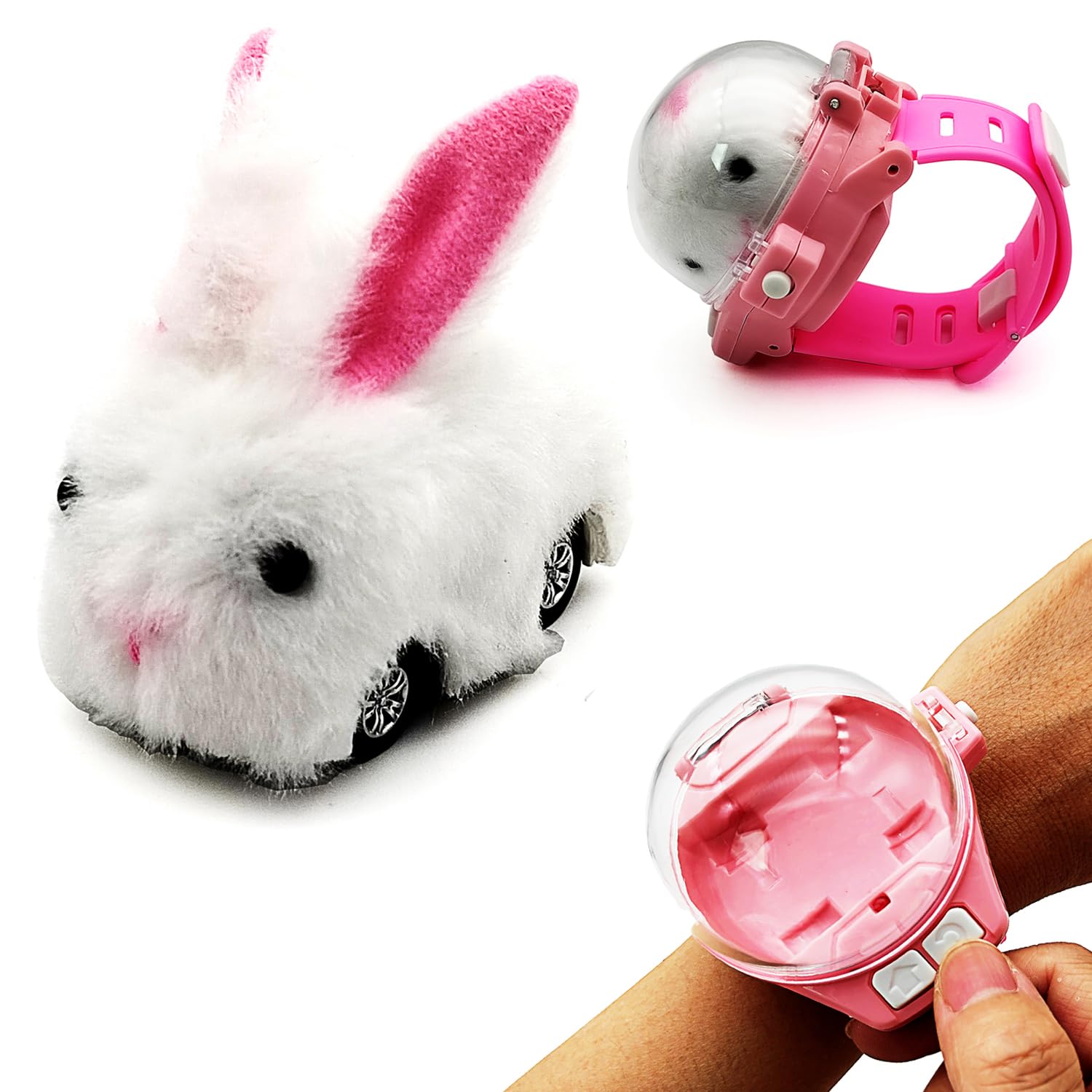 Photo 1 of Tipmant Mini RC Rabbit Hare Car Watch Radio Remote Control Vehicle Animal Toys Plush Bunny Realistic Baby Toddler Kids Birthday Gifts