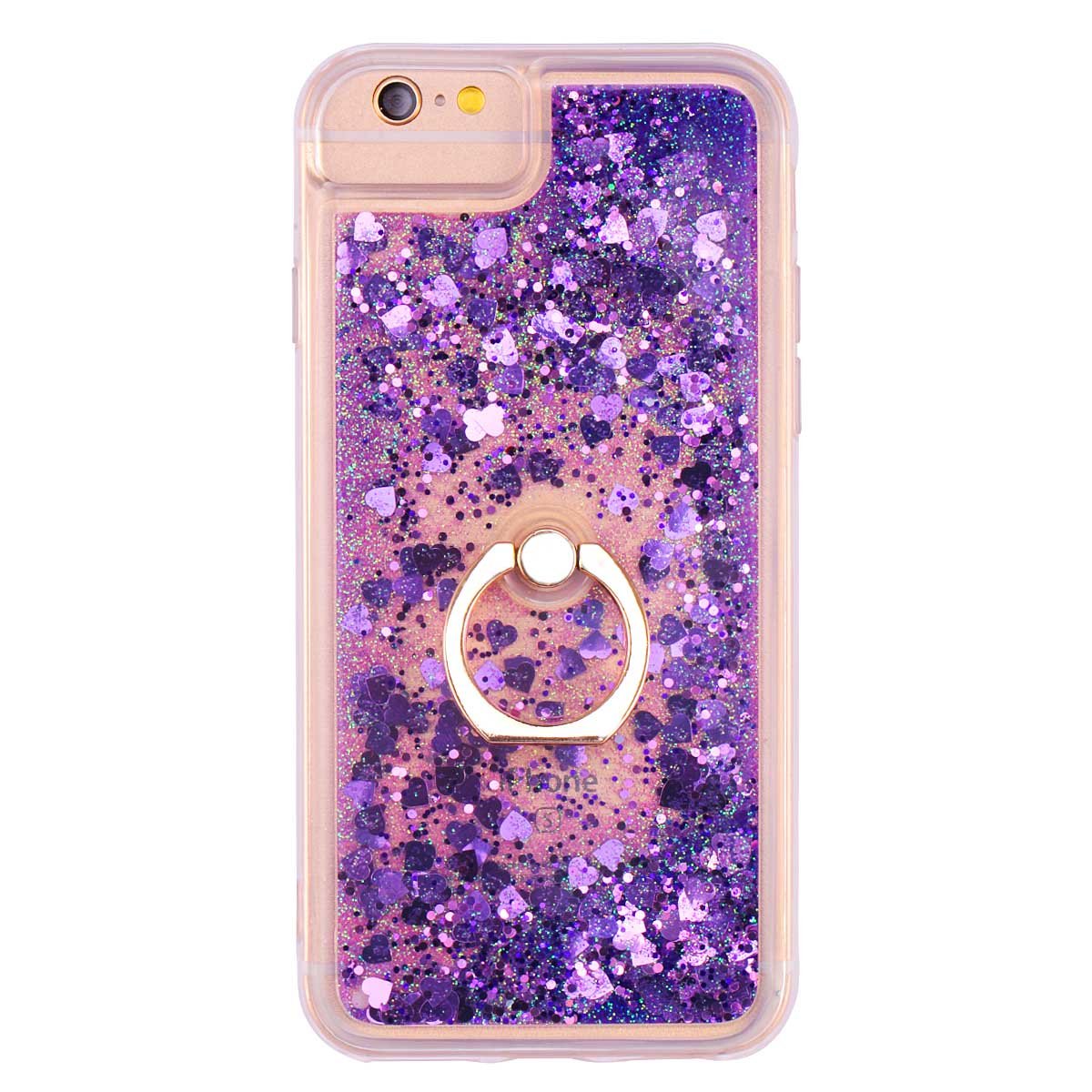 iPhone 7 Case for Girls,iPhone 6S Case,i-Dawn iPhone 6 6S 7 Crystal Clear Soft TPU Glitter Bling Liquid Floating Quicksand Case Cover with Stand (Purple)