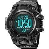 Zentavi Mens Digital Sports Watch Military Multifunctional Dual Time Stopwatch Alarm Backlight 50M Water Resistant Shock Resistant