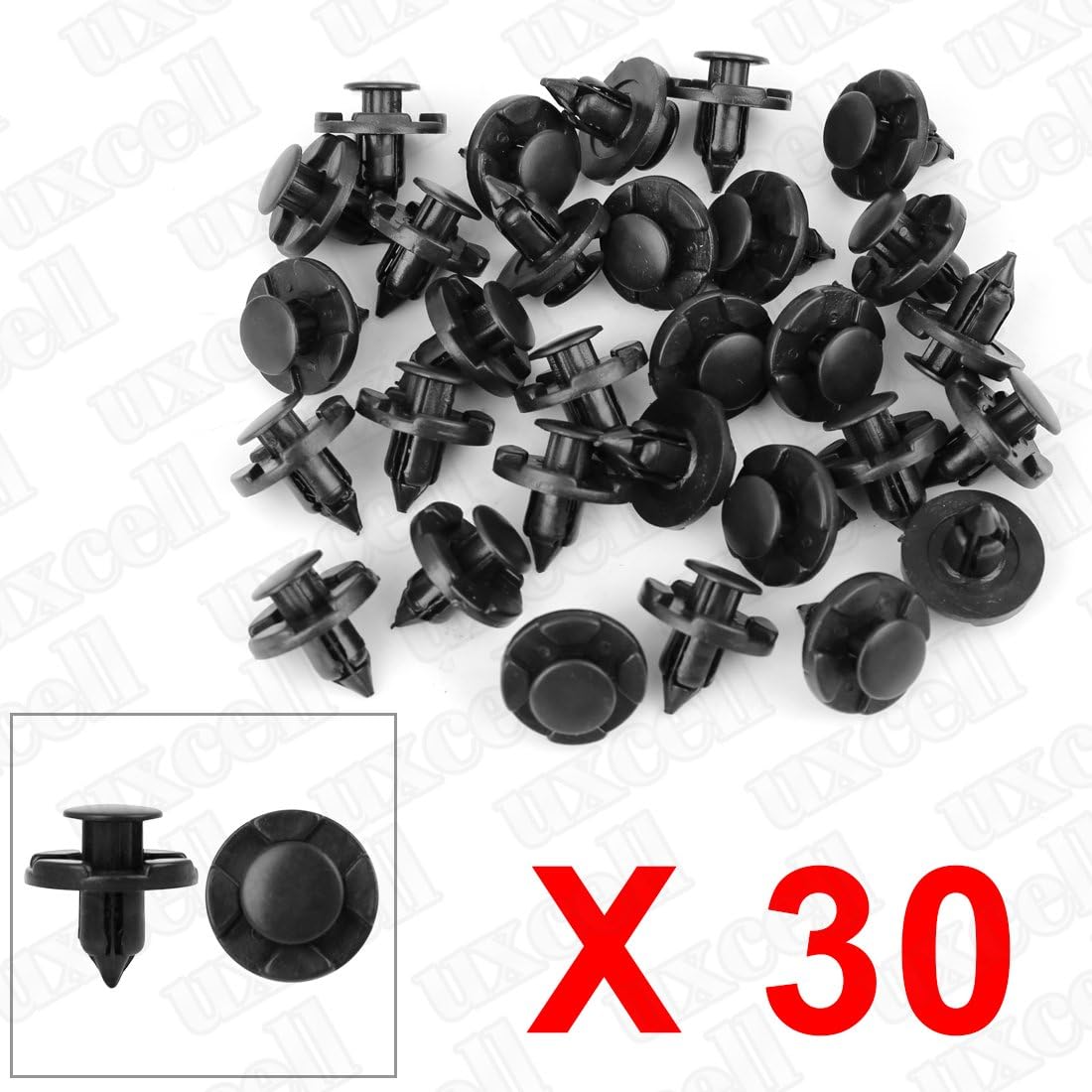 sourcing map 30 Pcs 8mm Hole Black Plastic Rivet Fastener Bumper Clip, 8mm/0.32inches - Image 5