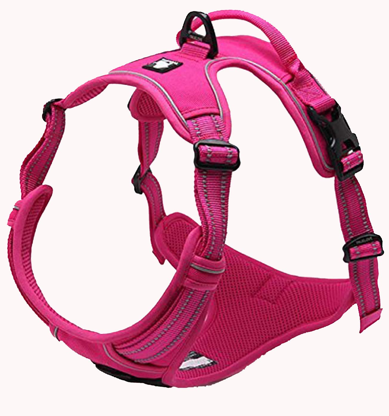 TrueLove Dog Harness TLH5651 No-pull Reflective Stitching Ensure Night Visibility, Outdoor Adventure Big Dog Harness Perfect Match Puppy Vest (S, Fushcia)