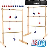 Enjoyard Ladder Ball Set with 2 Ladders 6 Bolas and Scoreboard Lawn Game Ladder Toss Outdoor Ladder Toss Game Set Wood Ladder Ball Set