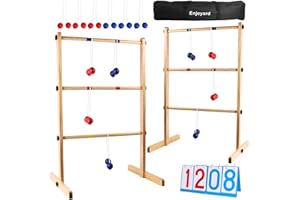 Enjoyard Ladder Ball Set with 2 Ladders 6 Bolas and Scoreboard Lawn Game Ladder Toss Outdoor Ladder Toss Game Set Wood Ladder