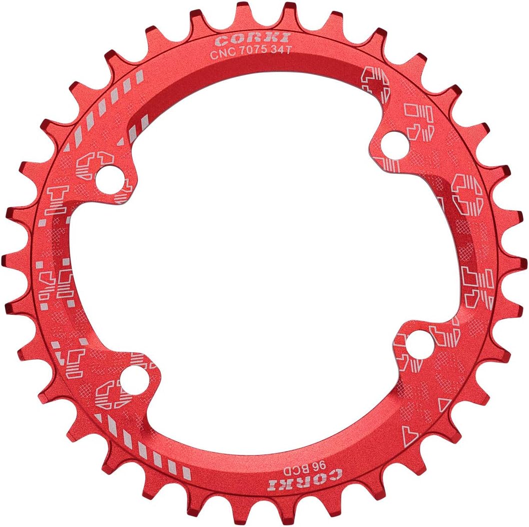 corki 96 BCD Single Speed Narrow Wide Chainring 32T 34T 36T 38T Round for Shimano M6000 M7000 M8000 M9000 Crankset Only