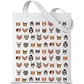 QYCFDXD Cute Cat Canvas Tote Bag for Women, Aesthetic Reusable Shoulder Bag for Shopping Travel Work