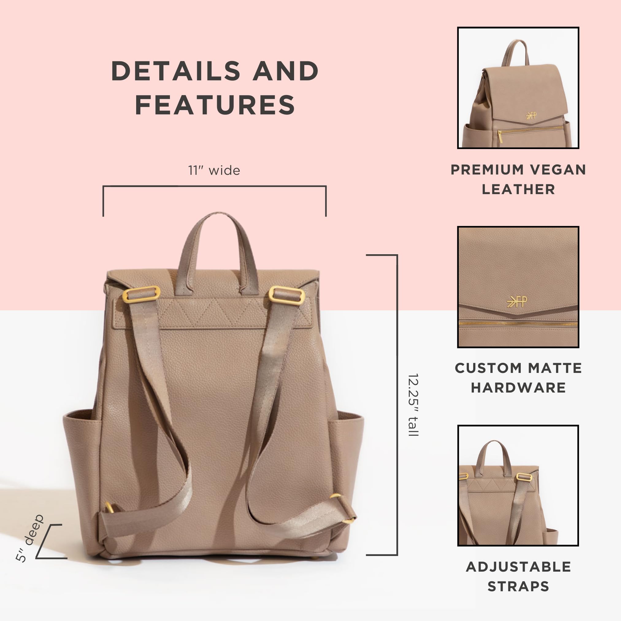 Freshly Picked Mini Classic Diaper Bag Backpack, Vegan Leather Baby Diaper Bag, Backpack Diaper Bag for Women (Fig)