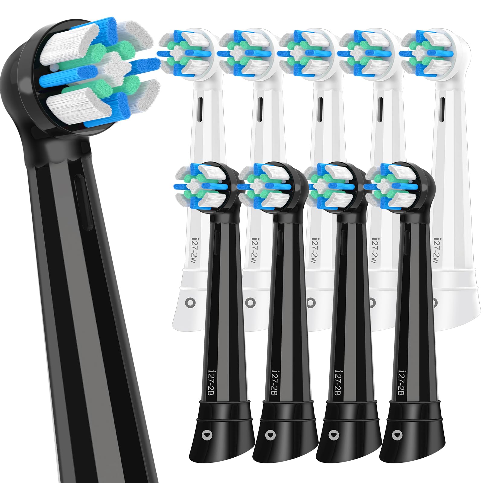Photo 1 of 10 PCS IO Replacement Heads Compatible with Oral b iO 2/3/4/5/6/7/8/9/10 Series Electric Toothbrush, Brush Heads Compatible with Oral B IO for Teeth Cleaning (Black/White)