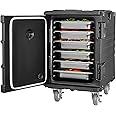 VEVOR Insulated Food Pan Carrier, 95 Qt Hot Box for Catering, LLDPE Food Box Carrier w/One-Piece Buckle, Front Loading Food Warmer w/Handles, End Loader w/Wheels for Restaurant, Canteen, etc. Black