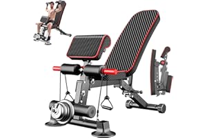 K KINGKANG Adjustable Weight Bench - Utility workout Benches for Exercise, Free Installation Design for Portable Fitness Strength Training Equipment at Home Gym