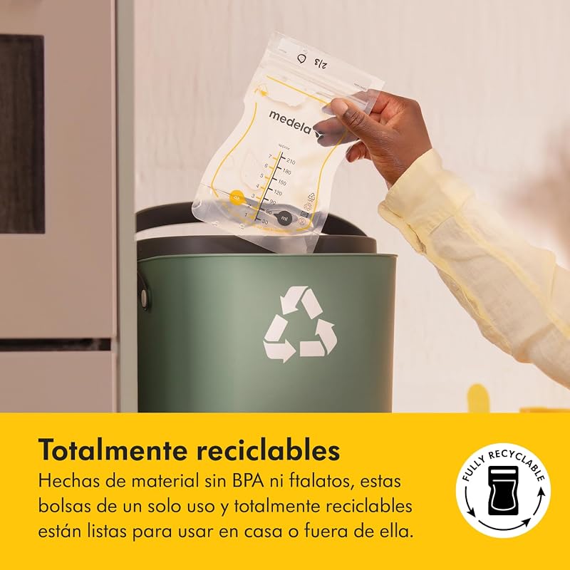 bolsas de almacenamiento de leche materna Easy Pour, bolsas desechables de 210 ml, a prueba de fugas, protegen los nutrientes de la leche, sin BPA, paquete de 100, Exclusivo en Amazon