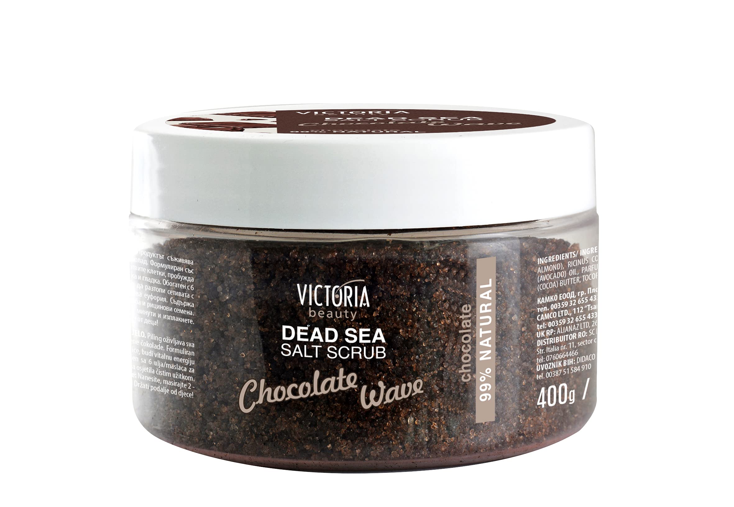 Victoria Beauty 90% Pure Dead Sea Salt Scrub for Body, Face, Lips and Hands - with Organic Cocoa Butter and Coconut, Avocado, Jojoba and Almond Oil - Strawberry Legs Treatment - 99% Natural Exfoliator