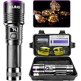 LBJD 365nm UV Blacklight Rechargeable Flashlight with Filter for Pet Urine | High Powered Black Light Flashlight, UV Light for Scorpions, Resin Curing, Yooperlite, Gemstones, Rock Lights, Oil Leak