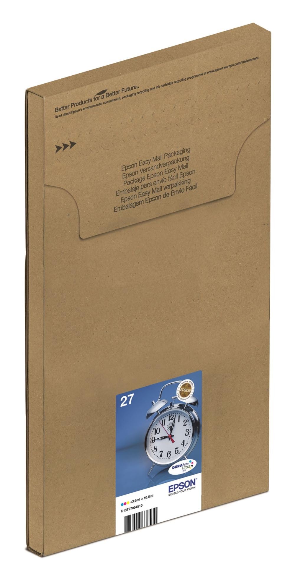 Epson 27 Alarm Clock Genuine Multipack, Eco-Friendly Packaging, 3-colours Ink Cartridges,