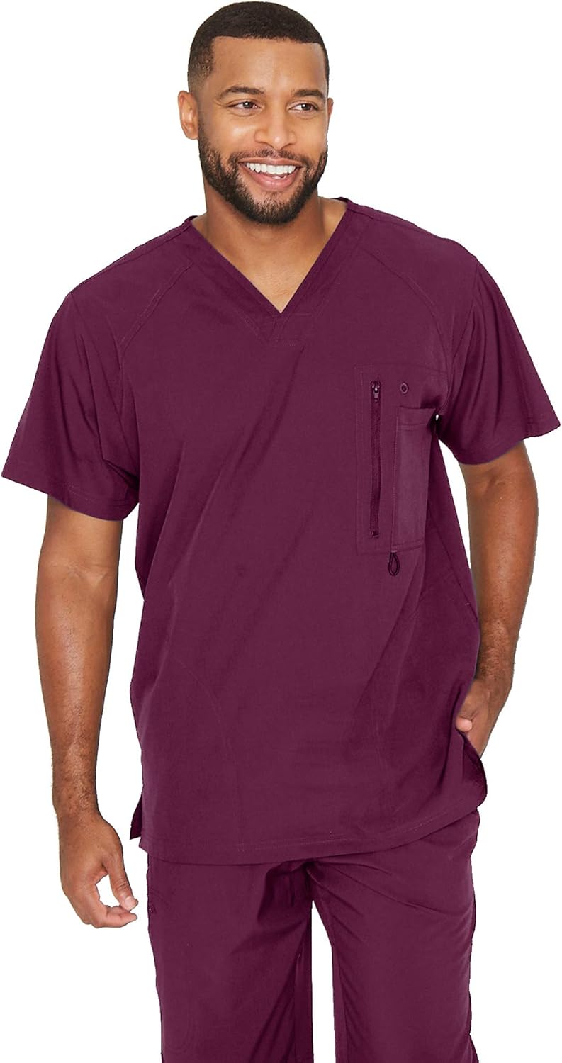 BARCO ONE Men’s Amplify Top, VNeck Scrub Top w/Zip Pockets & 360 Spandex Stretch