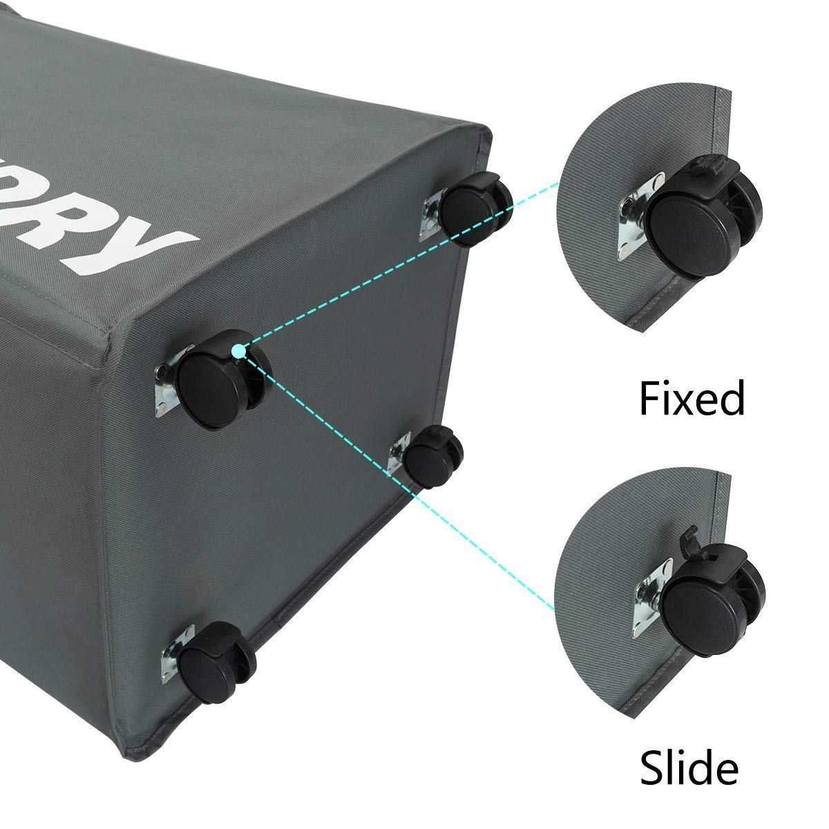 WISHPOOL Large Rolling Stand Folding Slide Laundry Basket Square Collapsible Waterproof Dirty Mesh Laundry Hamper Bin Organizer Storage on Wheels (Grey)