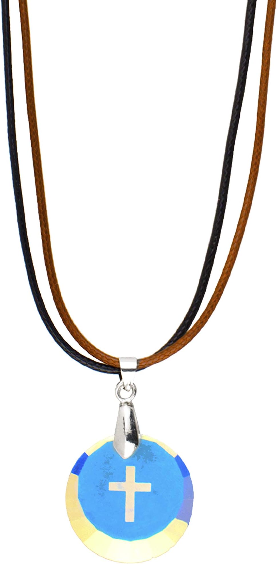 Shining Jewel - By ShivanshShining Jewel Swarovski Cross-Shaped Pendant with Leather Cord Necklace for Men & Women (SJ_2448)