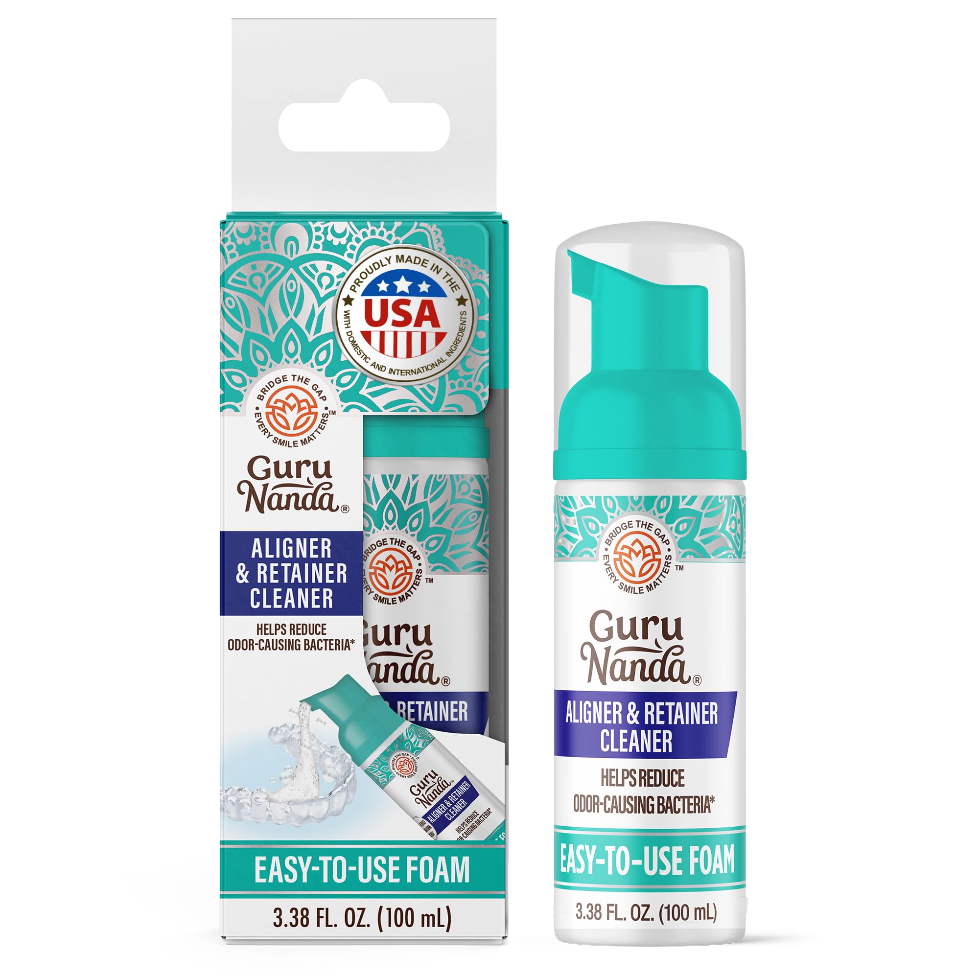 Photo 1 of GuruNanda Aligner & Retainer Cleaner Foam – Gentle Cleaning for Aligners, Retainers, Veneers & Mouthguard, Helps Neutralize Odors, Ideal for Daily Use, 100 ml
