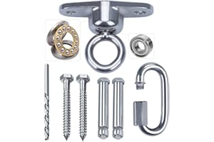 WWFFEN Bearing Swing Hanger Antirust Heavy Duty 360°Rotation 1500LB Capacity Playground Yoga Hammock Chair, Rope sandbag Porch Swing