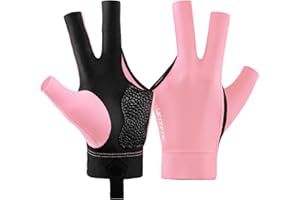 FITFIV Billiards Glove Professional 3-Finger Pool Glove for Left Hand, Snooker Cue Gloves for Men and Women