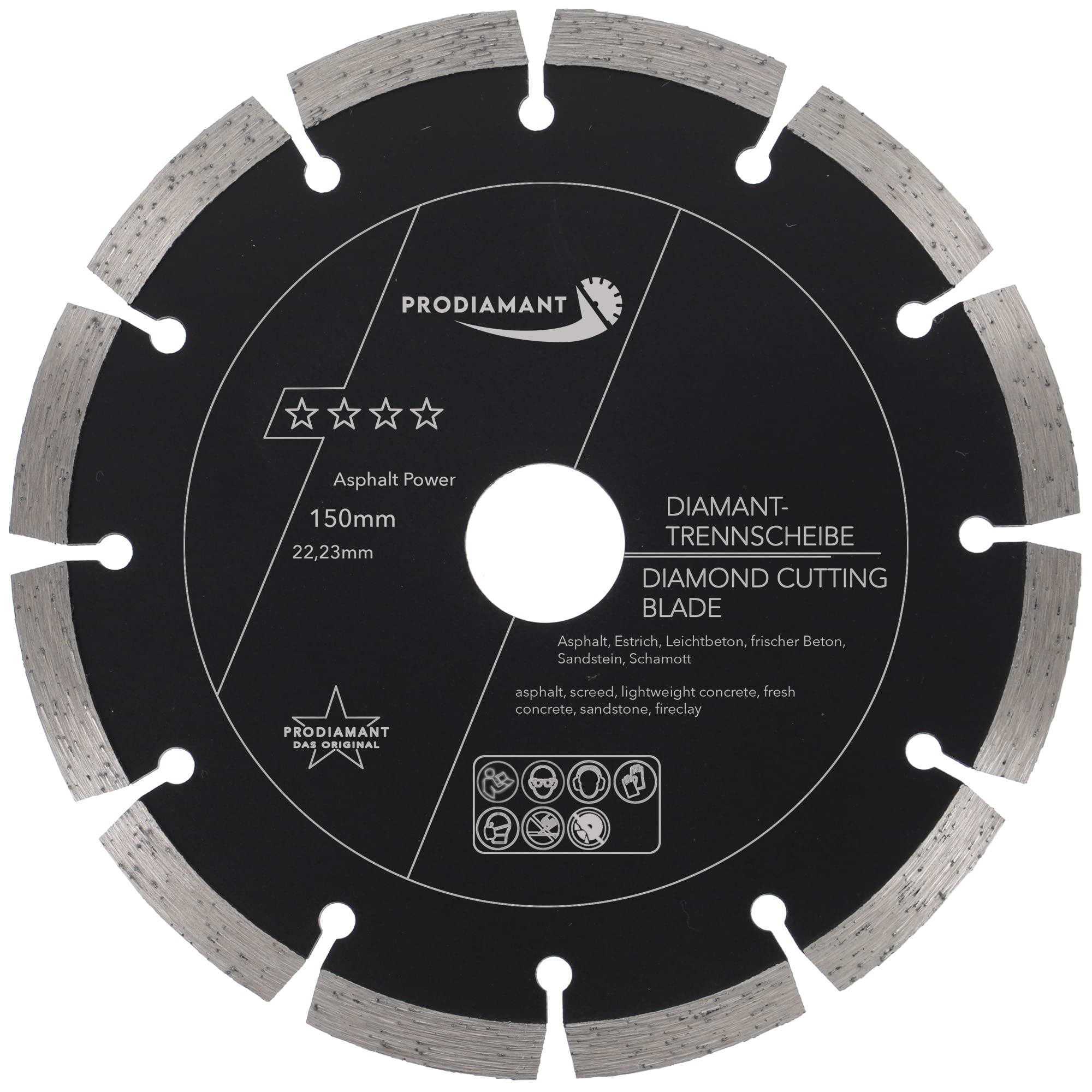PRODIAMANT diamond cutting disc 150 mm 6 inch x 22.2 mm abrasive for asphalt, screed, lightweight concrete, fresh concrete, sandstone and fireclay — image 1
