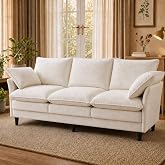 KYJ 69&rdquo; Small Sofa, Cloud 3-Seat Love Seat, Small Couch for Living Room | Beige,3 Layer Cushion, Washable Pillow, Deep Seat, Chenille Fabric, Raised Leg, Curved Armrest, In a Box for Small Spaces