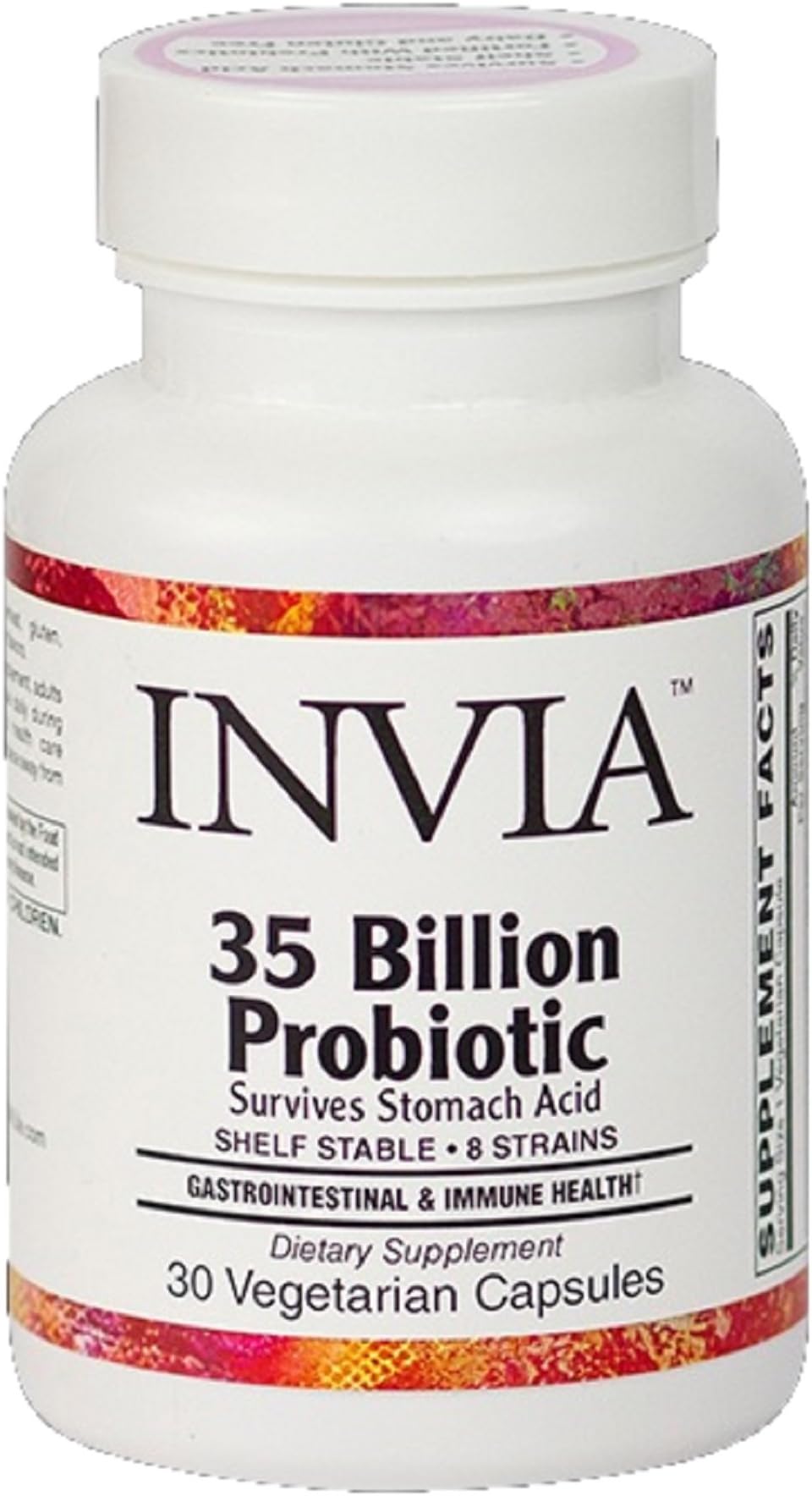 Invia 35 Billion Probiotic Supplement Vitamin for Microbiome and Gut Health - 8 Strains of Healthy Bacteria and Prebiotic Fiber to Support Healthy Digestion and GI Flora - Helps with Leaky Gut