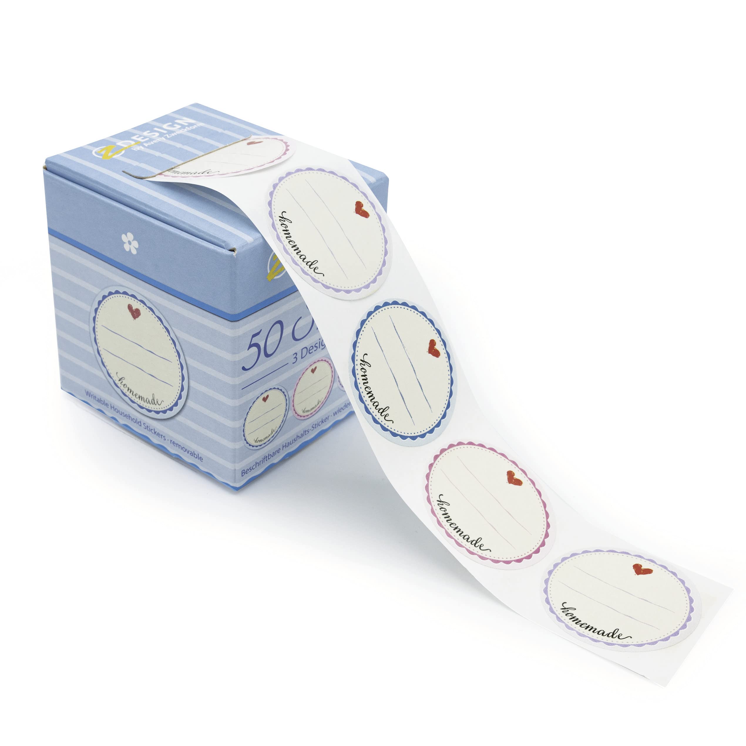 Avery 56819 Round Home Made Writable Gift Stickers/Product Labels, Multi-coloured, Pack of 50, 38 mm