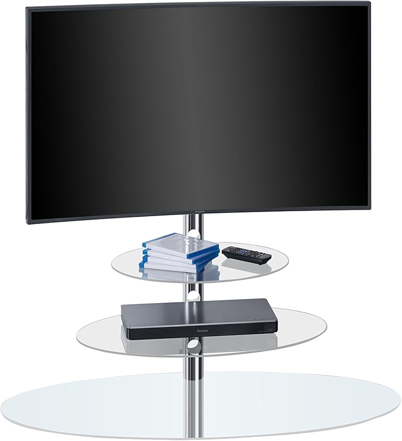 MAJA Möbel TVRack, Glas, Metall Chrom Weißglas, 110,00 x 47,30 x 132