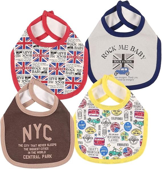 Amazon Co Jp 西松屋 4枚組スタイ 英字 イギリス アメリカキャンプ 服 ファッション小物