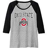Ohio State Buckeyes Arch Logo Gray Officially Licensed Raglan Baseball Tee