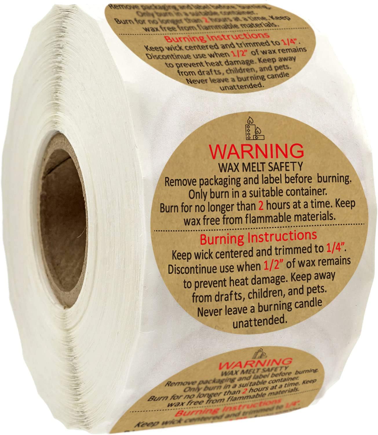 Candle Warning Stickers 2 inch Candle Jar Container Labels
