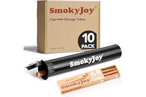SMOKYJOY Smell Proof Cigarette Holder Case, Single Holder Pre Roll Case, Rolled King Size Cone Storage Box Container, Black, 10 Pack