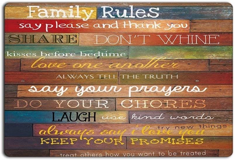 Decor Love Home Customize Country Wood Family Rules Doormat Entrance Mat Floor Mat Rug Indoor/Front Door/Bathroom Mats Non Slip