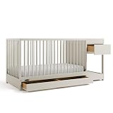 Graco Teddi 5-in-1 Convertible Crib & Changer with Drawer (Frosted Oat) – GREENGUARD Gold Certified Baby Crib Crafted from Wood, Converts to Toddler Bed, Daybed, and Full-Size Bed