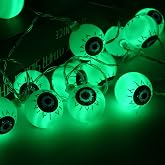 CCINEE Halloween Eyeball String Lights, 20 LED Lights Battery Operated Green Lights for Halloween Indoor Outdoor Decoration(Green)