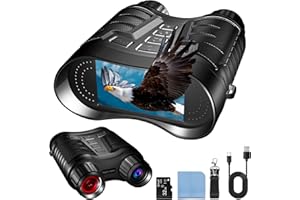 Hiacinto Full Color Night Vision Binoculars, 4K Starlight Infrared Night Vision Goggles for Adults, 3.2'' Large TFT Screen, 8X Digital Zoom, 32GB Card and Rechargeable Battery, Suitable for Hunting