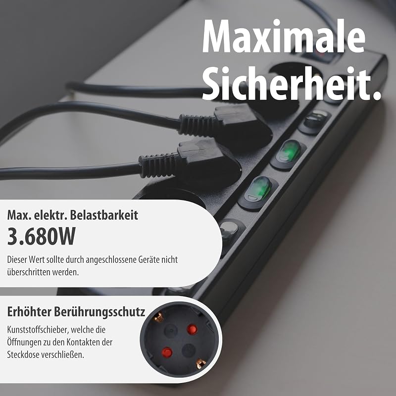Steckdosenleiste einzeln schaltbar 6-Fach