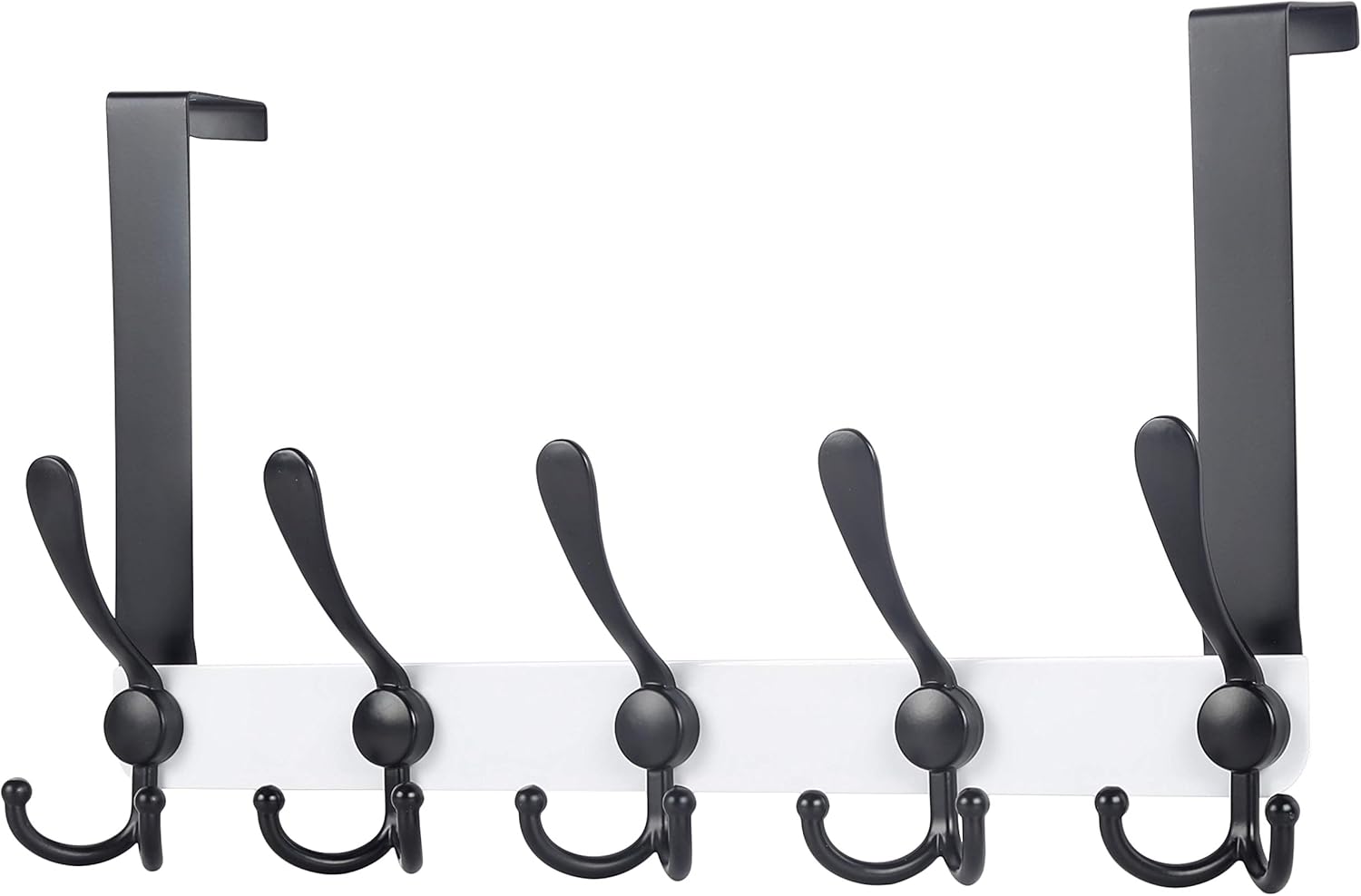 Dseap Over The Door Hook Hanger - Fits 35mm to 45mm Doors, White & Black, Standard (1pcs)