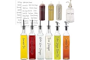 v2croft 138 Oil and Vinegar Labels for Bottles, Clear Cursive Water/Oil Proof Condiments Stickers for Squeeze Dispensers, Kitchen Pantry & Refrigerator Organization