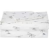 Eddie Bauer - Twin Bed Sheets, Cotton Percale Bedding Set with Matching Pillowcase, Crisp & Cool, Dorm Essentials (Sea Planes Blue)